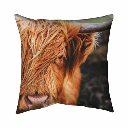 BEGIN HOME DECOR 20 x 20 in. Portrait Highland Cow-Double Sided Print Indoor Pillow 5541-2020-PH1